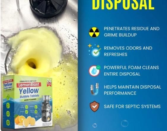 LemonBlast Yellow Bubble Tablets – Odor Eliminator + Blockage Remover (24pc)